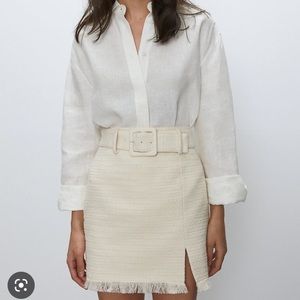 Aritzia Babaton Pristina Tweed Skirt in Giselle Cream